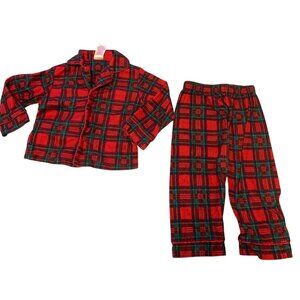 Faded Glory Sleepwear Infant Baby Sz 18 Months 2 piece pajama Set Red Plaid Long
